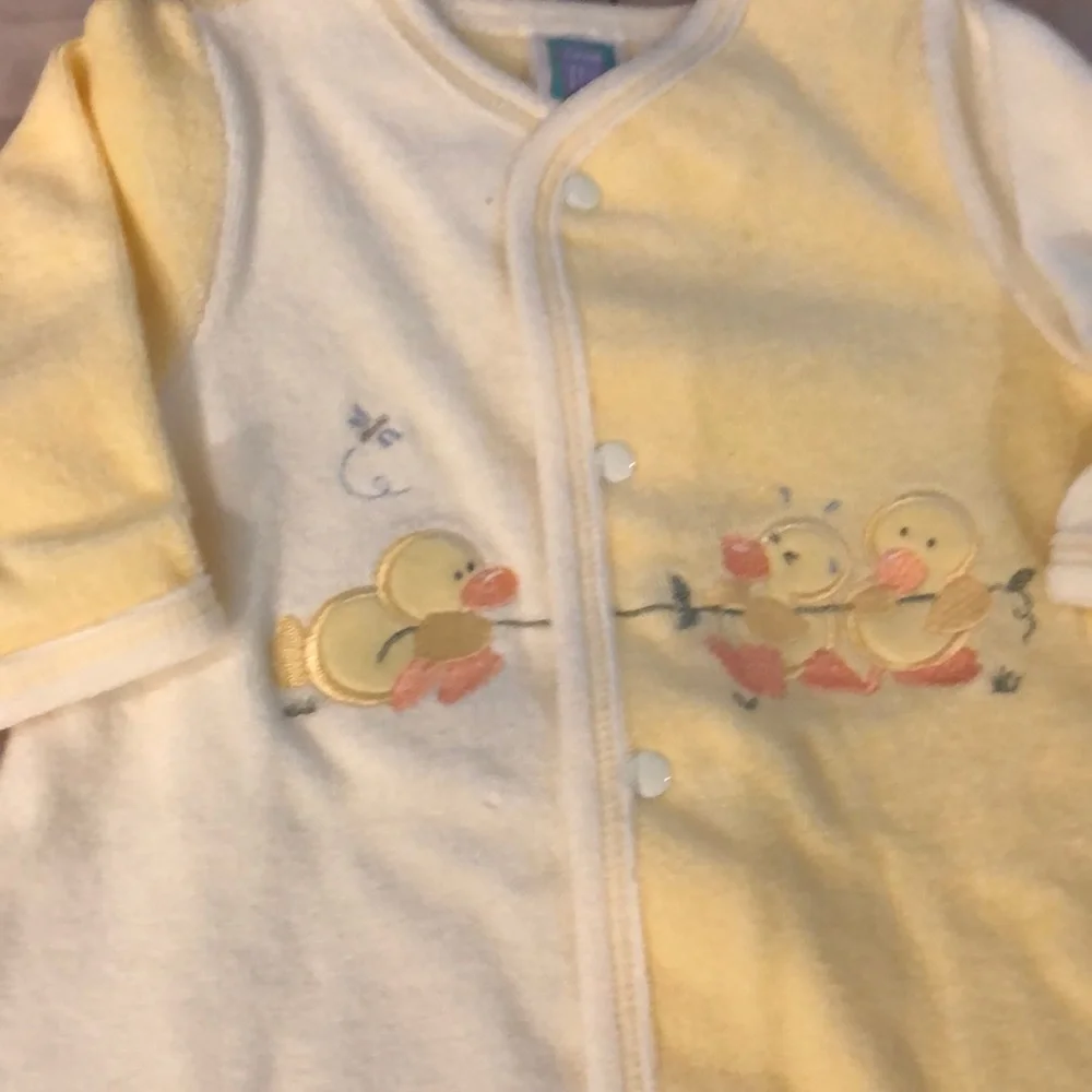 Little Me yellow duck footies size 6 months